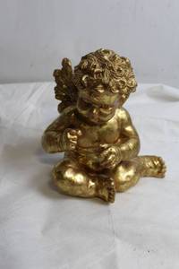 lot 143 image: Gold-Tone Cherub Angel Figurine