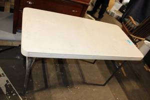 lot 149 image: Lifetime Folding Utility Table, 48 x 24 Inches