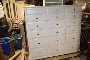 White Wooden Dresser with 16 Drawers