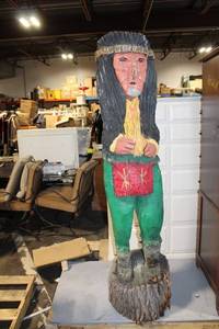 Large Hand-Carved Wooden Native American Statue