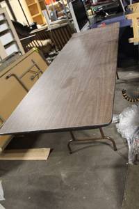 lot 157 image: Large Folding Table with Wood Grain Finish