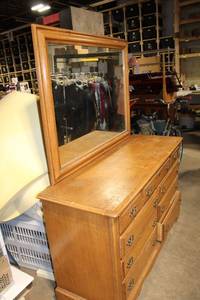 lot 163 image: Vintage Wooden Dresser with Mirror