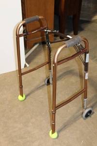 lot 166 image: Adjustable Folding Walker with Tennis Ball Glides