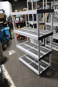 lot 172 image: Adjustable Heavy-Duty Plastic Shelving Unit with 4 Shelves