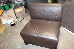 lot 173 image: Brown Leather Armless Chair with Minor Wear