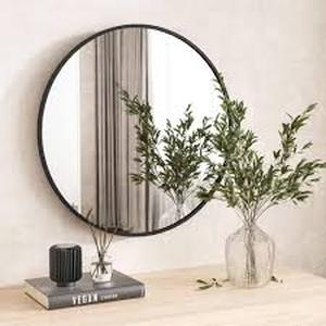 lot 13 image: XRAMFY 30 in. W x 30 in. H Round Aluminum Alloy Framed Black Wall Mirror Customer Returns See Pictures