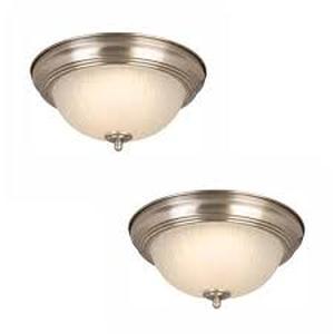 lot 16 image: 11 in. Brushed Nickel LED Flush Mount (2-Pack)  Customer Returns See Pictures