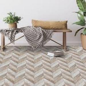 lot 36 image: 10 Boxes of  ACHIM Retro 12x12 Self Adhesive Vinyl Floor Tile - Whitewash Chevron - 20 Tiles20 sq. ft.   Customer Returns See Pictures