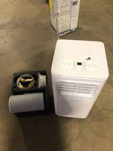 lot 22 image: Vissani 5,000 BTU  115-Volt Portable Air Conditioner Unit Cools up to 150 sq. ft. with Dehumidifier and Remote in White Missing Pieces  Customer Returns See Pictures