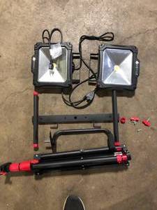 lot 34 image: Husky 10,000-Lumen Twin-Head LED Work Light    Customer Returns See Pictures