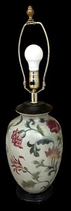 lot 43 image: Lovely Vintage Ceramic Green Lamp Base with Flowers