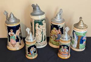 lot 130 image: Vintage German Beer Steins