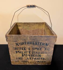 lot 137 image: Vintage Northwestern Coffee & Spice Tin with Wire Handle