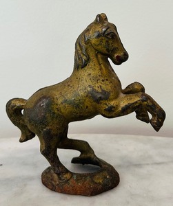 lot 181 image: Vintage Cast Iron Rearing Stallion Horse