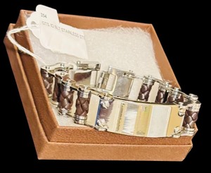 lot 170 image: New Mens GTS ID Stainless Steel and Leather Bracelet