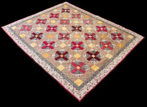 lot 162 image: Lovely Quilt with Muted Colors Diamond Pattern
