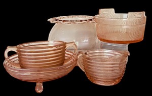 lot 101 image: Pink Depression Glassware by Hocking Glass Company