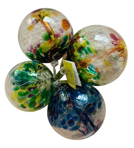lot 98 image: New Four Kitras Art Glass Spheres Tree of Enchantment Seasons including Spring, Summer, Autumn and Winter