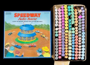 lot 228 image: Speedway Auto Racer by Schylling and Large Lot of Sidewalk Chalk