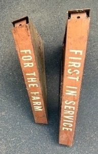 lot 254 image: Vintage Metal Advertising Signs For The Farm First In Sales First In Service For Industry and More