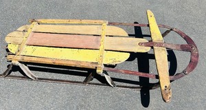 lot 233 image: Vintage Wood and Metal Runner Racer Sled