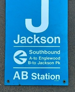 lot 130A image: Chicago Jackson AB Metal Train Station Sign
