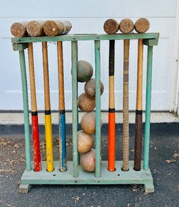 lot 115A image: Vintage Six Player Croquet Set with Stand