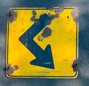 lot 124A image: Vintage Yellow Traffic Warning Sign