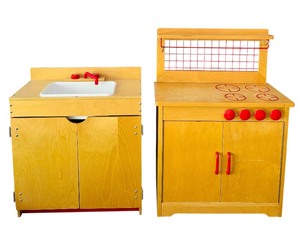 lot 111A image: Awesome Childrens Wood Kitchen Stove and Sink