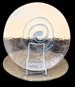 lot 156 image: Bubble Glass Platters and Bowl with Cobalt Blue Swirls