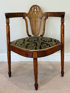 Antique Victorian Corner Chair / Antique Corner Chair with Mother of Pearl Inlay