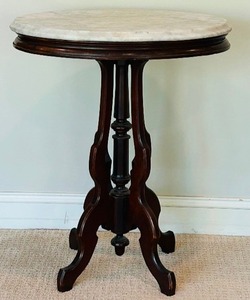 lot 8 image: Antique Victorian Marble Top Parlor Table