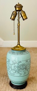 lot 12 image: Gorgeous Vintage Blue  Seafoam Lamp - Needs Cord