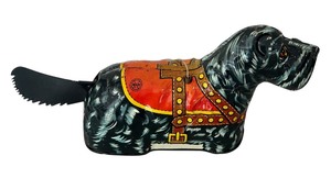 lot 35A image: 1940s Marx Tin Scottie Dog Wind Up Toy