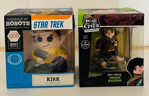 lot 71 image: Star Trek Handmade by Robots Captain Kirk Figurine and Mini Epics Weta Workshop LootCrate Exclusive Frodo Baggins