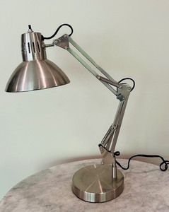 lot 74 image: Allen & Roth Adjustable Brushed Nickel Swing-Arm Desk Lamp with Metal Shade
