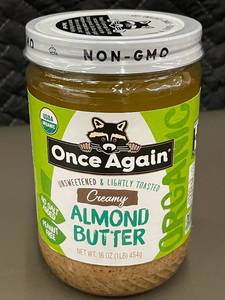 WA 2 - 16 oz Creamy Almond Butter - Organic and Unsweetened