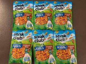 NM 5 - Set of 6 Packs of Snak Club Hidden Valley Ranch Crunch Mix