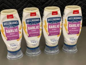 lot 21 image: WV 3 - Set of 4 Hellmanns Garlic Aioli 11.5 fl oz Bottles