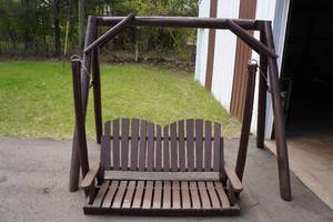 lot 90 image: Large Wooden Adirondack 2-Person Swing
