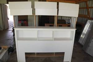 lot 133 image: White Bed Frame and Headboard with Storage - Full