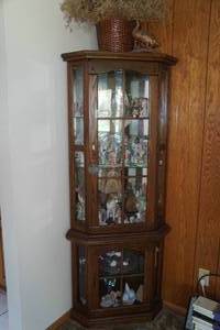 lot 158 image: Corner Storage Cabinet with Contents