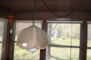 lot 229 image: Wicker Hanging Plug-In Light