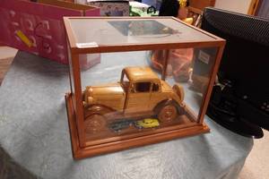 lot 221 image: Wooden Model Car in Glass Case