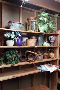 lot 271 image: Assorted Floral Dcor - Pots, Greenery, Baskets