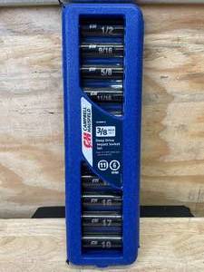 lot 78 image: 11-Piece Deep Drive Impact Socket Set 38 in. Campbell Hausfeld Model # AA000010 - 05022512