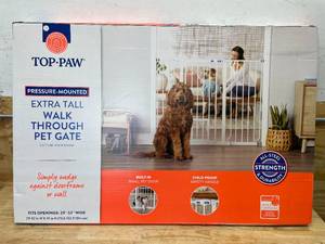 lot 42 image: Pressure-Mounted Extra Tall Walk Through Pet Gate TopPaw