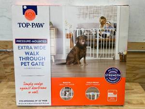 lot 43 image: Pressure-Mounted Extra Wide Walk Through Pet Gate TopPaw