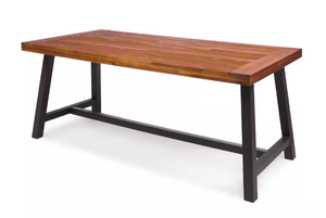 lot 25 image: Outdoor Table and Bench Sandblast Finish  Rustic Metal