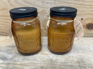 lot 128 image: PATIO ESSENTIALS Lot of 2- Mason Jar Citronella Candles